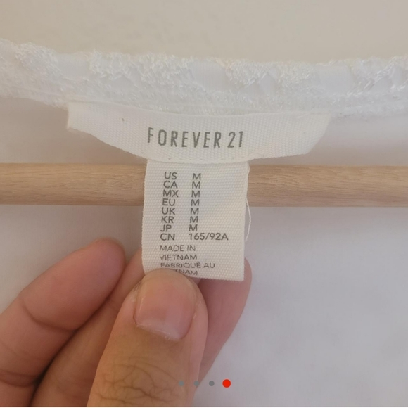 Forever 21 Crochet Lace White Crop Top Sheer Boho Beach Festival Y2K M - Picture 4 of 4